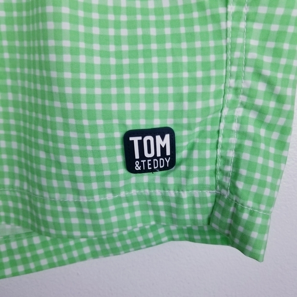 Tom & Teddy Green & White Swim Trunks Shorts size XL - Picture 4 of 10